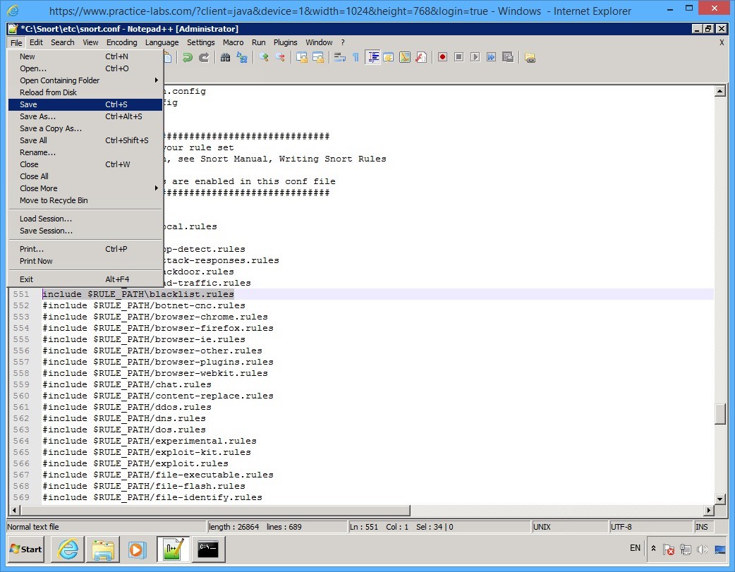 Practice Labs screenshot.